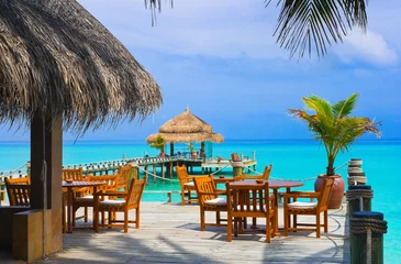 Crédence de cuisine en verre imprimé Plage et mer Café sur la plage