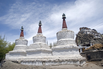 Stupas, Tiksey, Ladakh, India