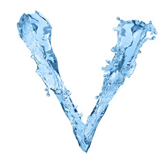 Fototapeta na wymiar alphabet made of frozen water - the letter V