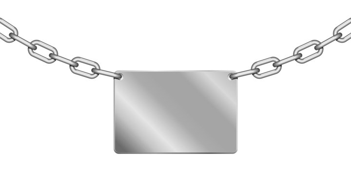 Ensemble chaines et plaquette en m&eacute;tal