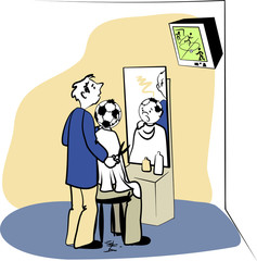 Watching football at the hairdresser's