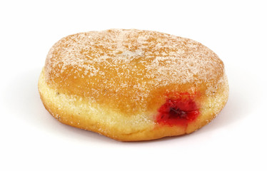 Fresh raspberry filled donut
