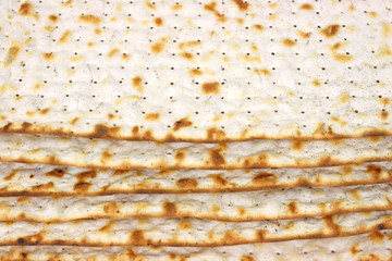 Close view of the edges of matzo crackers