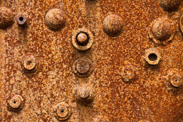 Close up of a rusty steam boiler