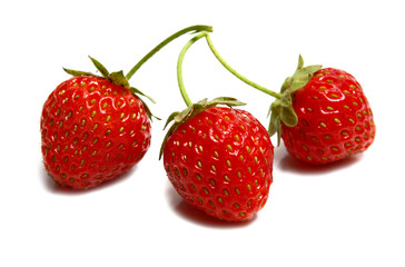 three ripe strawberries