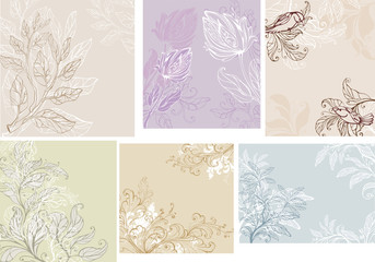 set of vintage floral backgrounds
