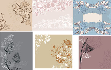 set of vintage floral backgrounds