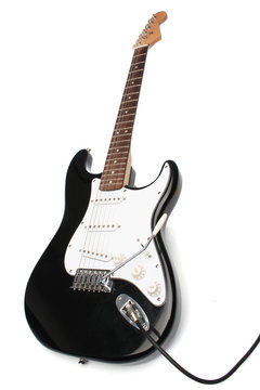 Electric guitar isolated on white. Beautiful instrument