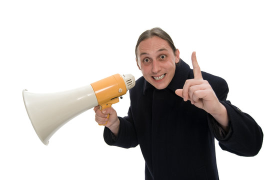 Yelling through megaphone