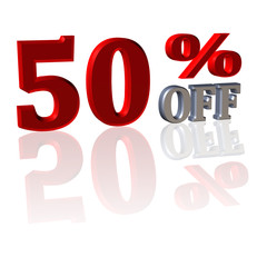 3D Symbol from discount percentage with reflection