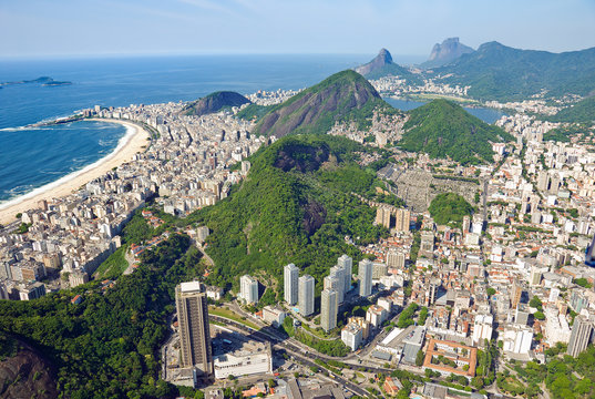 Aerial view of the dramatic Rio De Janeiro Coast