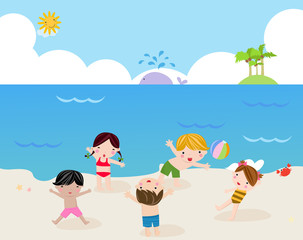 Children on the sunny beach