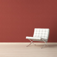 White chair on red wall - 23335030