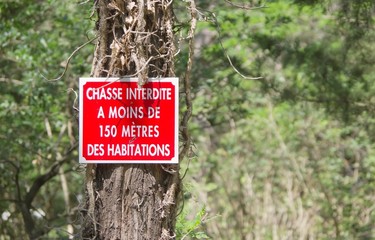 Panneau d'interdiction de chasser