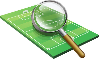 Terrain de football 3D à la loupe (détouré)