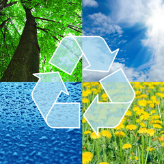 recycling sign with images of nature - eco concept