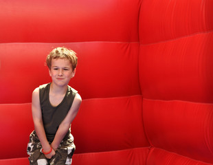 Young boy feeling hurt below the belt