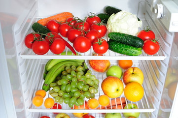 Fresh fruit and vegetables in the fridge