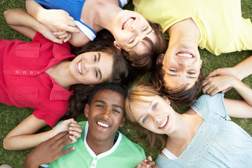 Fototapeta premium Group Of Teenagers Looking Up Into Camera