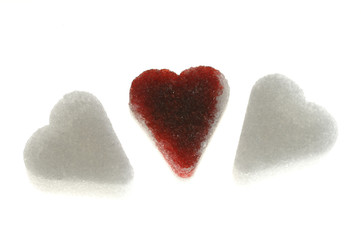 Würfelzucker mit Blut und Herz aus Zucker