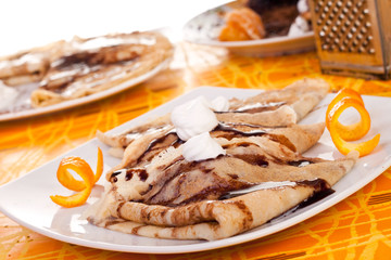 pancakes decorated with orange peel