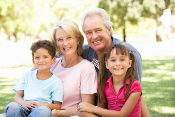 Grandparents And Grandchildren Enjoying Day In Park