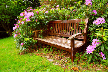 A bench with flowers