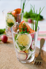 spring salad with cucumber,radish and egg