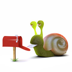 Fototapeta premium 3d Snail gets a letter
