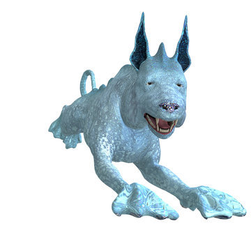 bizarre alien dog.3D rendering with clipping path and shadow ove