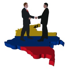 Business meeting on Colombia map flag illustration