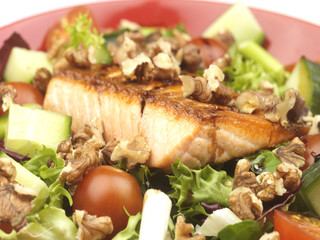 Salmon Salad with Walnuts