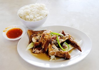 Chinese traditional food Hai Nam chicken rice