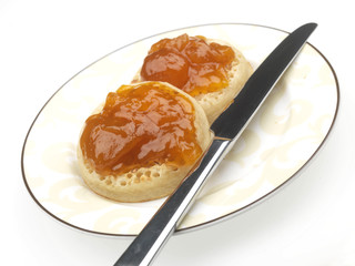 Crumpets with Apricot Jam