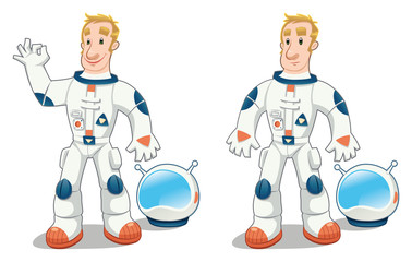 Astronaut in two poses. Cartoon and vector isolated character. © ddraw