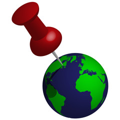 Push Pin on the Earth