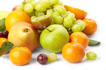 fresh fruits on the white background