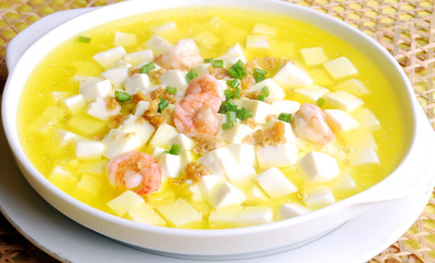 china delicious food-- tofu and shrimp soup