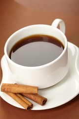 cup of coffee with cinnamon