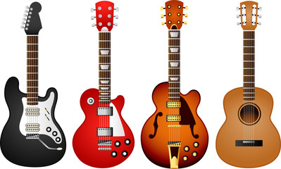 Vector guitar set. To see the other vector guitar illustrations , please check Guitars collection. - obrazy, fototapety, plakaty