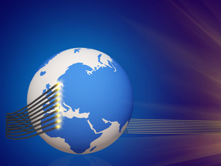 world cable telecommunication 3d cg