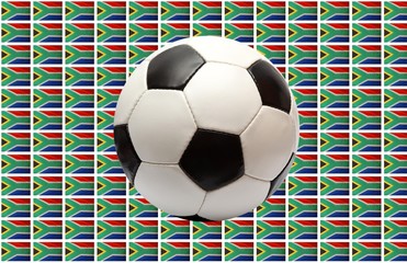 soccer ball on south africa flags
