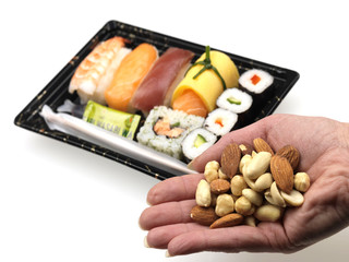 Sushi with Handful of Nuts