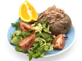Jacket Potato with Tuna Mixed Salad and an Orange