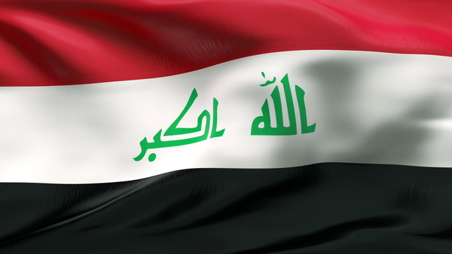 Creased Iraq flag in wind with seams and wrinkle