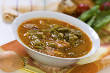 Eintopf (Gulasch)mit grünen Bohnen,Räucherspeck
