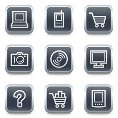 Electronics web icons set 1, grey square buttons