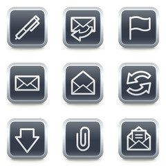 E-mail web icons, grey square buttons