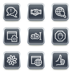 Internet web icons set 1, grey square buttons