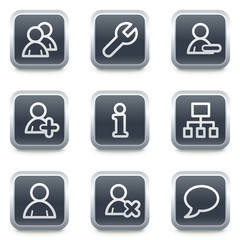 Users web icons, grey square buttons